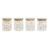 Bote DKD Home Decor Bambu00fa Vidrio de Borosilicato Shabby Chic 700 ml 10 x 10 x 12,5 cm (4 Unidades)