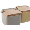 Salero con Tapa Home ESPRIT Beige Gris Natural Bambu00fa Dolomita 15 x 12 x 11 cm (2 Unidades)