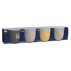 Juego de 4 Tazas Mug Home ESPRIT Amarillo Beige Gris Rosa Porcelana 410 ml 13 x 9 x 9,4 cm