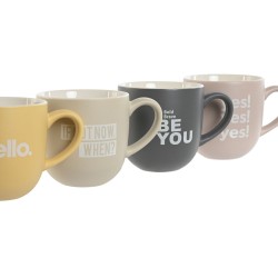 Juego de 4 Tazas Mug Home ESPRIT Amarillo Beige Gris Rosa Porcelana 410 ml 13 x 9 x 9,4 cm