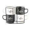 Juego de 4 Tazas Mug Home ESPRIT Blanco Negro Metal Porcelana 380 ml 13 x 9 x 9 cm