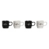 Juego de 4 Tazas Mug Home ESPRIT Blanco Negro Metal Porcelana 380 ml 13 x 9 x 9 cm