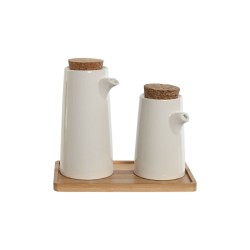 Set de Aceitera y Vinagrera Home ESPRIT Blanco Bambu00fa Gres 20,6 x 12 x 18 cm