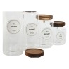 Set de 4 Botes Home ESPRIT Natural Acacia Vidrio de Borosilicato 1 L 1,3 L 1,7 L 10 x 10 x 29,5 cm