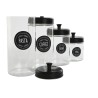 Set de 4 Botes Home ESPRIT Negro Metal Cristal 1 L 1,5 L 1,8 L 10,4 x 10,4 x 26,4 cm