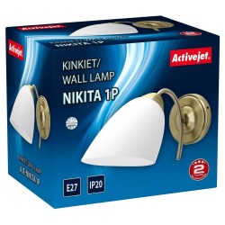 Aplique de Pared Activejet NIKITA 1P Patyna Blanco Metal Vidrio 60 W 220-240 V 26 x 12 x 12,5 cm 30 x 12 x 15 cm (1 Pieza)