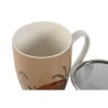 Taza con Filtro para Infusiones Home ESPRIT Azul Beige Terracota Acero Inoxidable Porcelana 380 ml (2 Unidades)