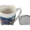 Taza con Filtro para Infusiones Home ESPRIT Azul Verde Acero Inoxidable Porcelana Tropical 380 ml (3 Unidades)