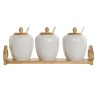 Azucarero DKD Home Decor Blanco Natural Bambu00fa Porcelana 31 x 9 x 7 cm 4 Piezas