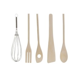 Bote para Utensilios de Cocina DKD Home Decor Blanco Bambu00fa Porcelana 10,5 x 10,5 x 12 cm 6 Piezas