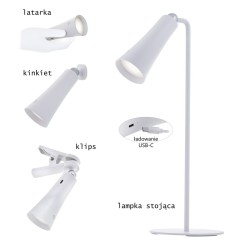 Lámpara de escritorio Activejet AJE-IDA 4in1 Blanco 80 Metal Plástico 150 Lm 5 W