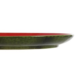 Plato Llano Home ESPRIT Rojo Verde Gres Sandu00eda 27,5 x 27,5 x 3 cm