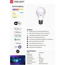 Bombilla Inteligente Yeelight YLQPD-0011 Blanco Multicolor F 9 W E27 806 lm (2700 K) (6500 K)