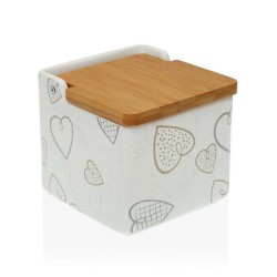 Salero con Tapa Versa Cozy Bambu00fa Corazones Ceru00e1mica (12,2 x 11,5 x 12,2 cm)