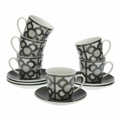 Juego de 6 Tazas de Tu00e9 con Plato Versa Urbana Porcelana 9 x 14 x 14 cm 10,5 x 8 x 6 cm 14 x 14 x 2 cm