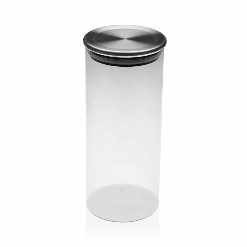 Tarro de Cristal Versa 1000 ml Cristal Acero (8,5 x 20 cm)