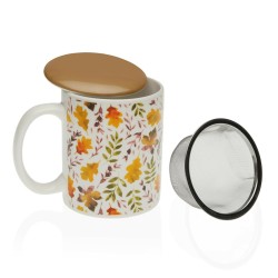 Taza con Filtro para Infusiones Versa Aia Hojas Gres