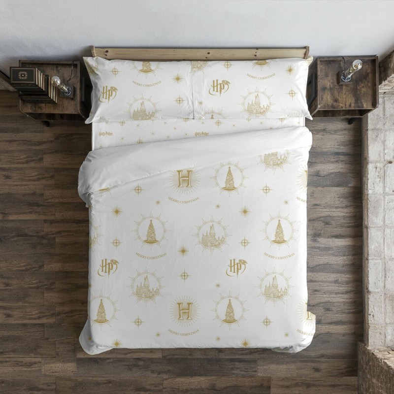 Funda Nórdica Harry Potter Hogwarts Gold Christmas 220 x 220 cm Cama de 135/140