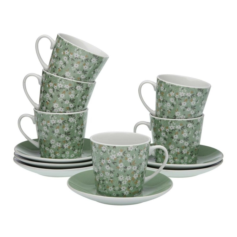 Juego de Tazas de Cafu00e9 Versa Flores 6 Unidades Porcelana