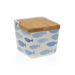 Salero con Tapa Versa Aqua Peces Ceru00e1mica 8,8 x 8,5 x 8,8 cm