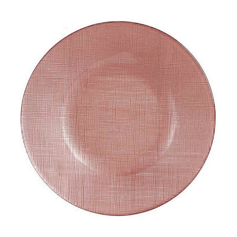 Plato Llano Rosa Vidrio 6 Unidades (21 x 2 x 21 cm)