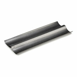 Molde para Baguettes Gris oscuro Metal Acero al carbono 16 x 2,5 x 38 cm Pan (12 Unidades)