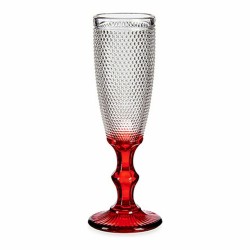 Copa de champu00e1n Rojo Transparente Puntos Vidrio 6 Unidades (180 ml)