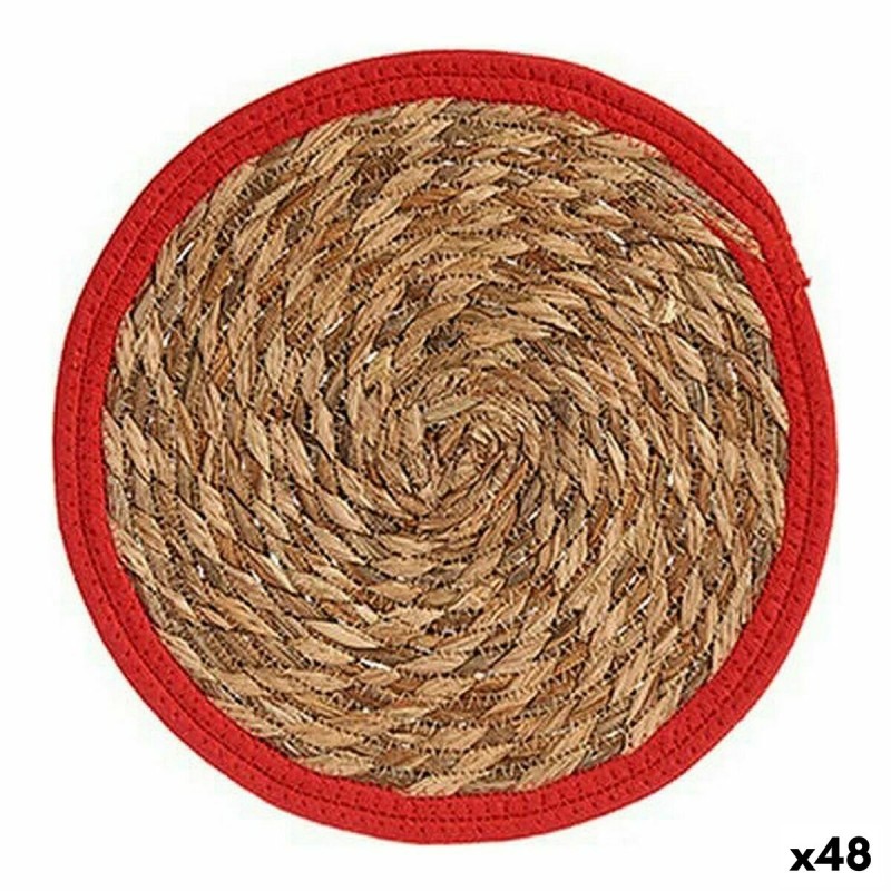 Salvamantel Natural Rojo Fibra natural (30 x 1 x 30 cm) (48 Unidades)