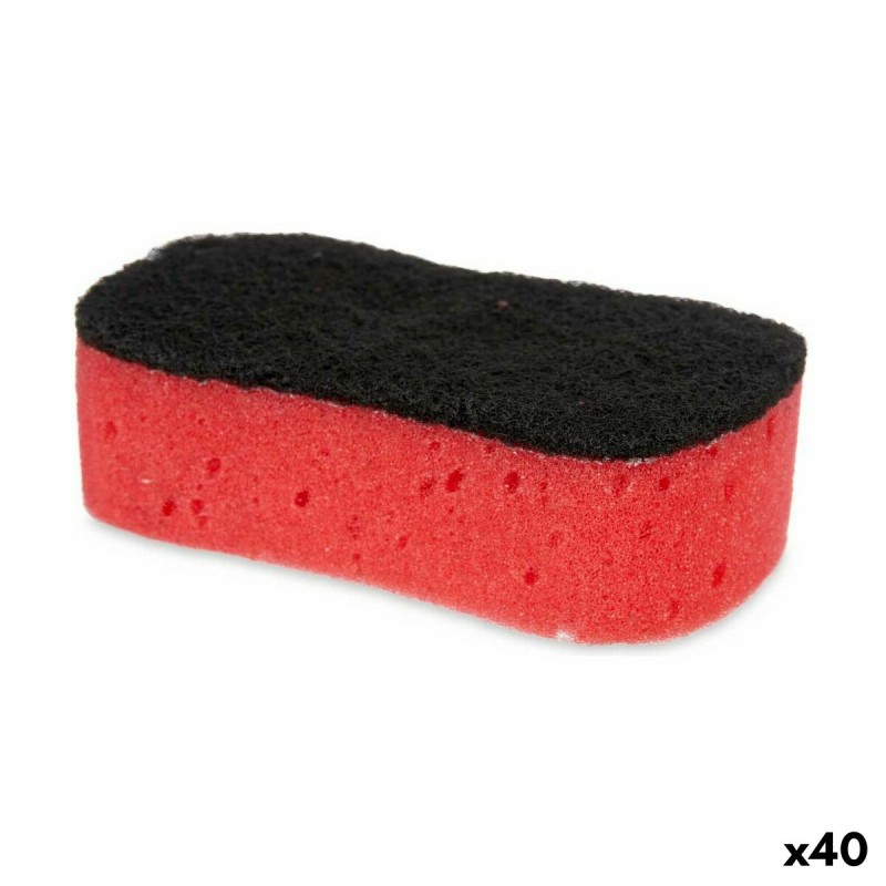 Estropajo Negro Rojo Espuma Fibra abrasiva 7,3 x 4 x 12,3 cm (40 unidades)