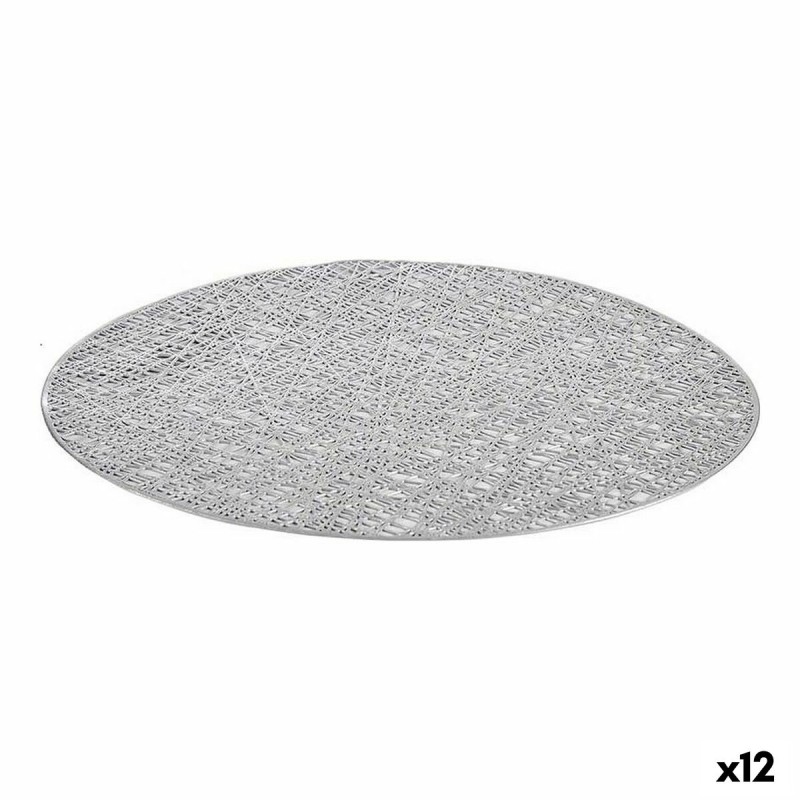 Salvamantel Plateado Plu00e1stico (u00d8 38 cm) (12 Unidades)