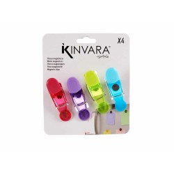 Pinzas Cierrabolsas Multicolor Caucho Plu00e1stico 4 Piezas Magnu00e9tico (12 Unidades)