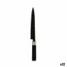 Cuchillo de Cocina Mu00e1rmol 3,5 x 33,3 x 2,2 cm Plateado Negro Acero Inoxidable Plu00e1stico (12 Unidades)