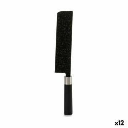 Macheta de Cocina Mu00e1rmol Negro Acero Inoxidable Plu00e1stico 5,3 x 33 x 2,3 cm (12 Unidades)