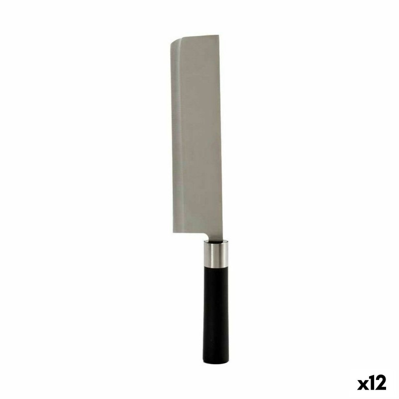 Macheta de Cocina 5,6 x 2,5 x 33 cm Plateado Negro Acero Inoxidable Plu00e1stico (12 Unidades)