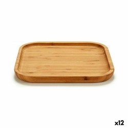 Bandeja de Aperitivos Cuadrada Marru00f3n Bambu00fa 20 x 1,5 x 20 cm (12 Unidades)