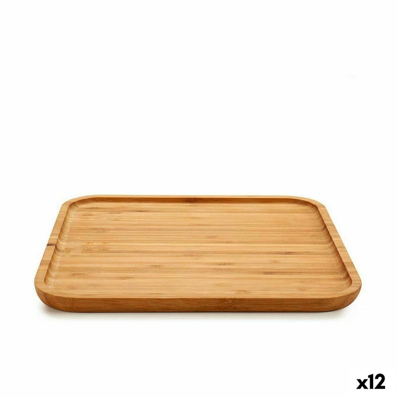 Bandeja de Aperitivos Cuadrada Marru00f3n Bambu00fa 30 x 1,5 x 30 cm (12 Unidades)