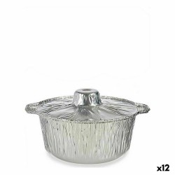 Set de Fuentes de Cocina Desechable Olla Con Tapa Aluminio 25,5 x 22 x 9,5 cm (12 Unidades)