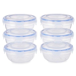 Set de Fiambreras Hermu00e9tico Azul Transparente Plu00e1stico 800 ml 15,5 x 7,5 x 15,5 cm (8 Unidades)