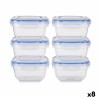 Set de Fiambreras Hermu00e9tico Azul Transparente Plu00e1stico 900 ml 14,5 x 8,5 x 14,5 cm (8 Unidades)