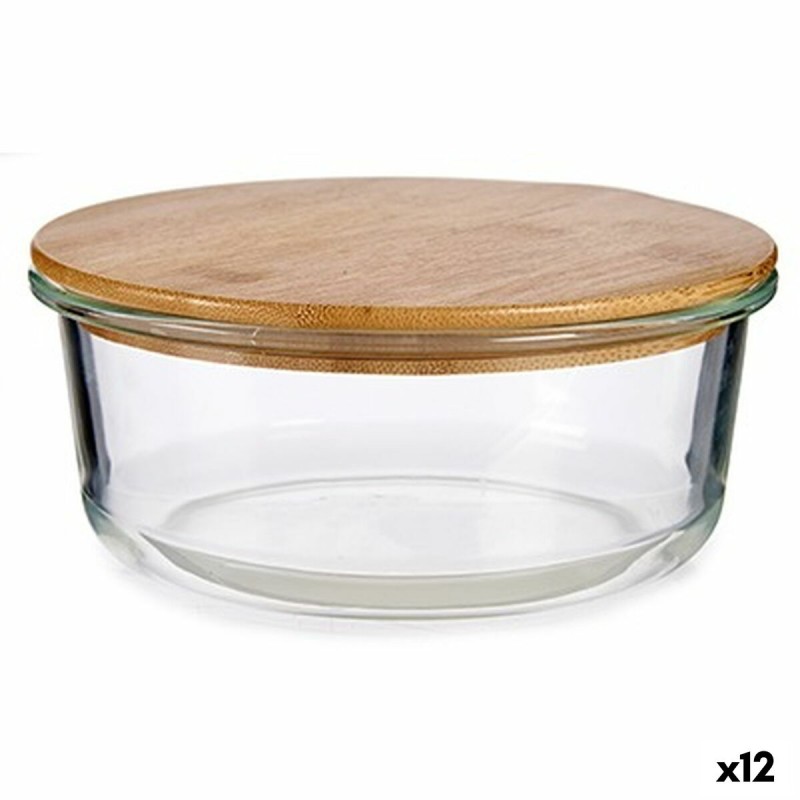 Fiambrera Redonda con Tapa Bambu00fa 17 x 7 x 17 cm (12 Unidades)