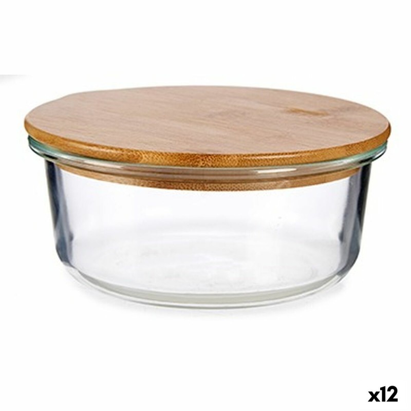 Fiambrera Redonda con Tapa Bambu00fa 15 x 6,5 x 15 cm (12 Unidades)