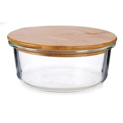 Fiambrera Redonda con Tapa Bambu00fa 15 x 6,5 x 15 cm (12 Unidades)