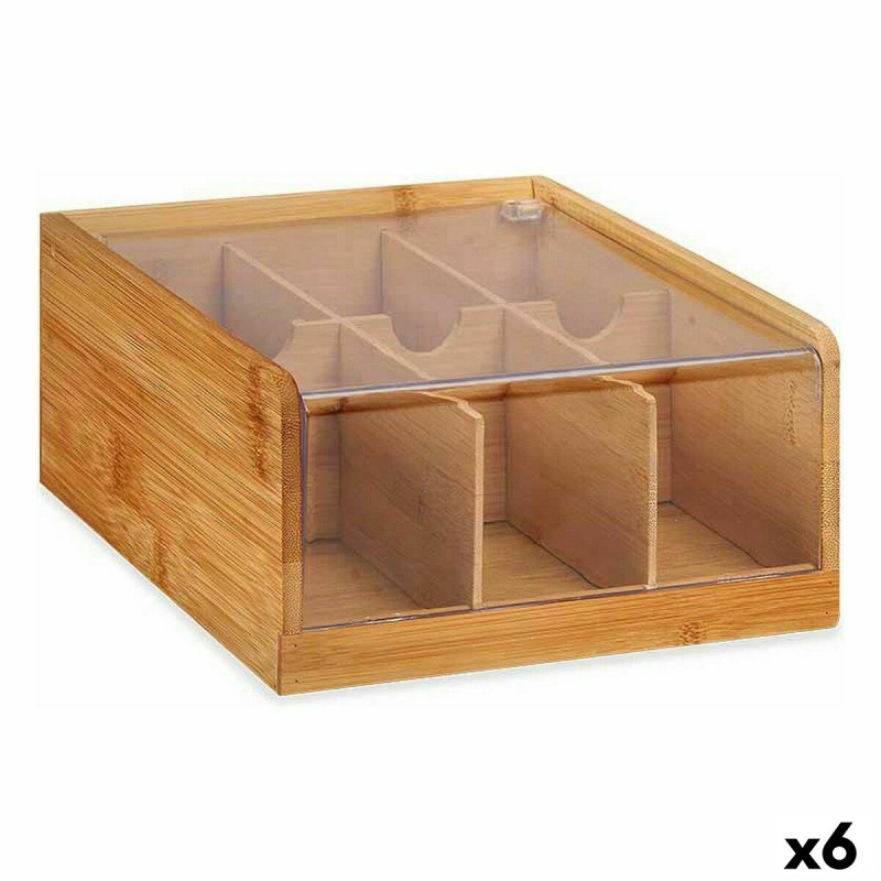 Caja para Infusiones Marru00f3n Bambu00fa 22 x 10 x 20,5 cm Tu00e9 (6 Unidades)