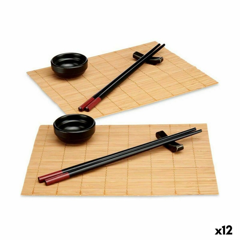 Set de Sushi Negro Bambu00fa Gres (8 Piezas) (12 Unidades)