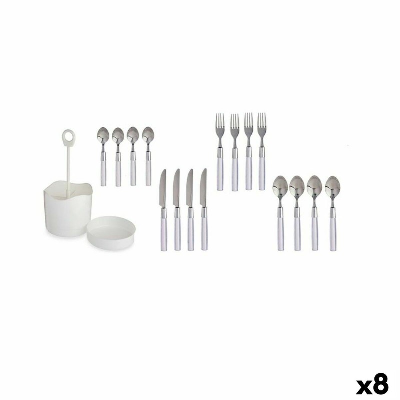 Set de Cubiertos Blanco Acero Inoxidable (8 Unidades)