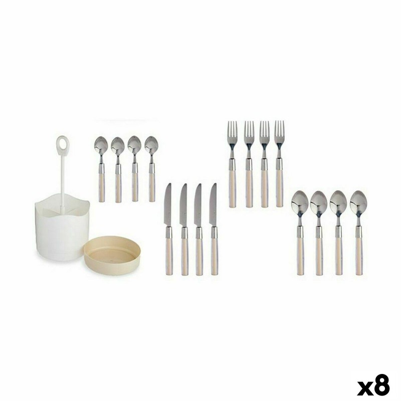 Set de Cubiertos Beige Acero Inoxidable (8 Unidades)