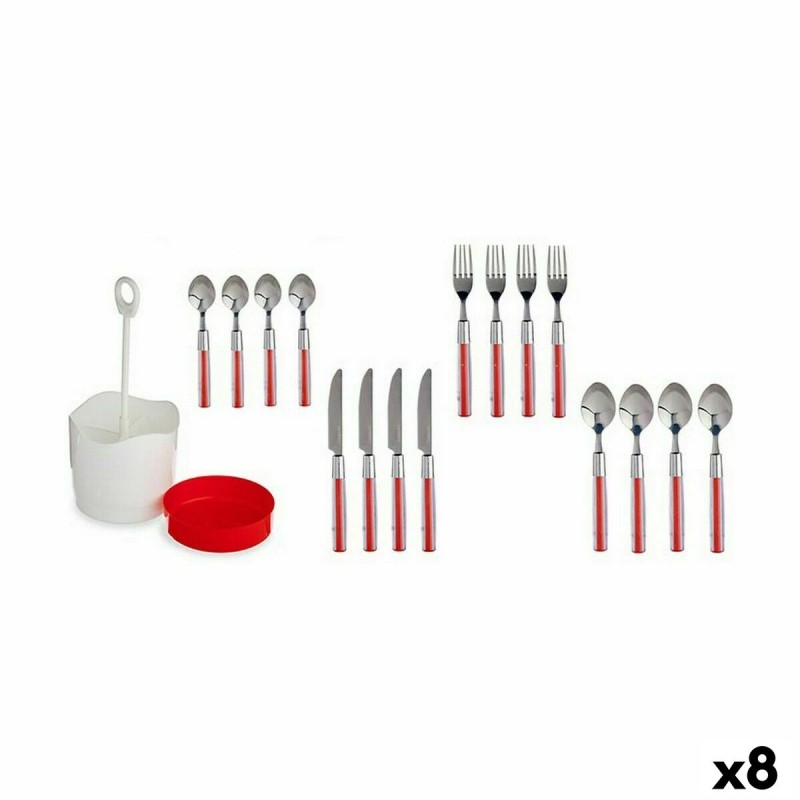 Set de Cubiertos Rojo Acero Inoxidable (8 Unidades)