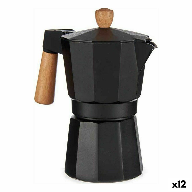 Cafetera Italiana Madera Aluminio 300 ml (12 Unidades)