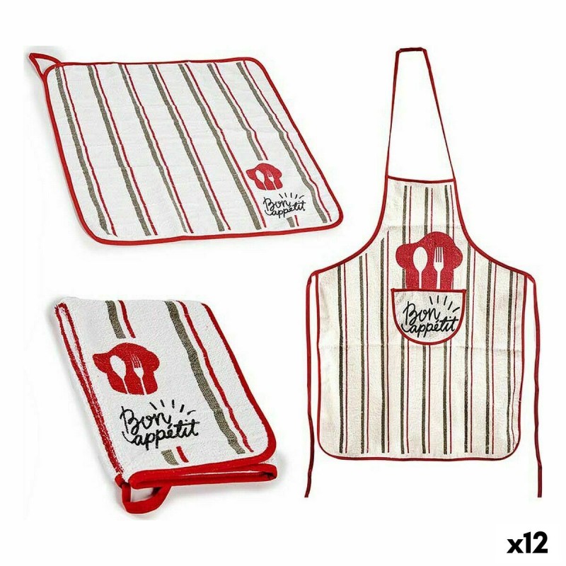 Set de Cocina Bon Appetit 2 Piezas Blanco Rojo (12 Unidades)