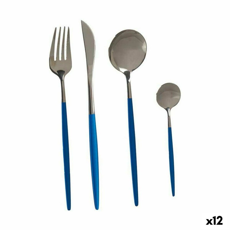 Set de Cubiertos Azul Plateado Acero Inoxidable (12 Unidades)